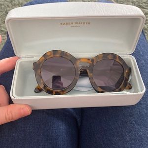 Tortoise shell round Karen Walker sunglasses. New, never used.